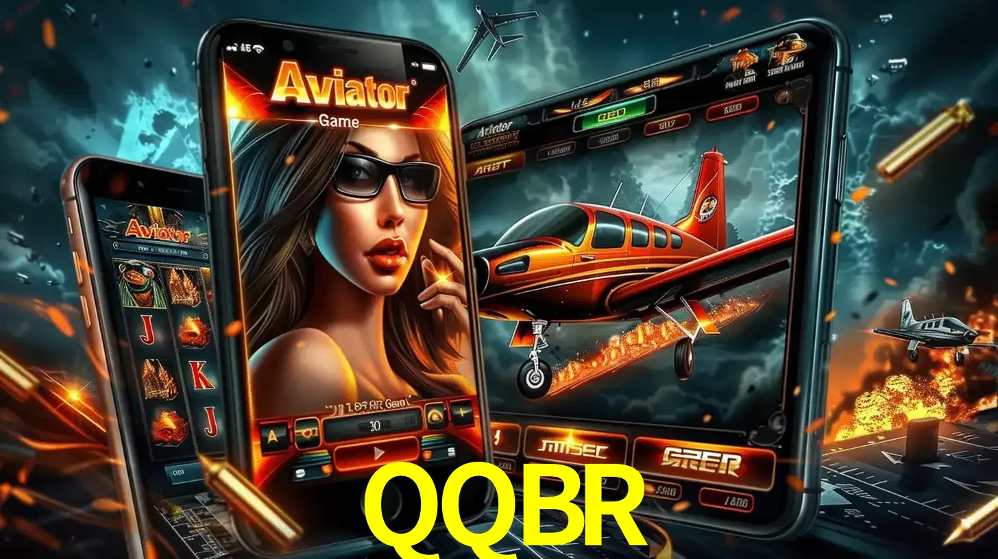 O popular jogo de apostas Aviator exibido em vários celulares e tablets, mostrando a interface emocionante e a ação de voo disponíveis para jogar agora no QQBR.