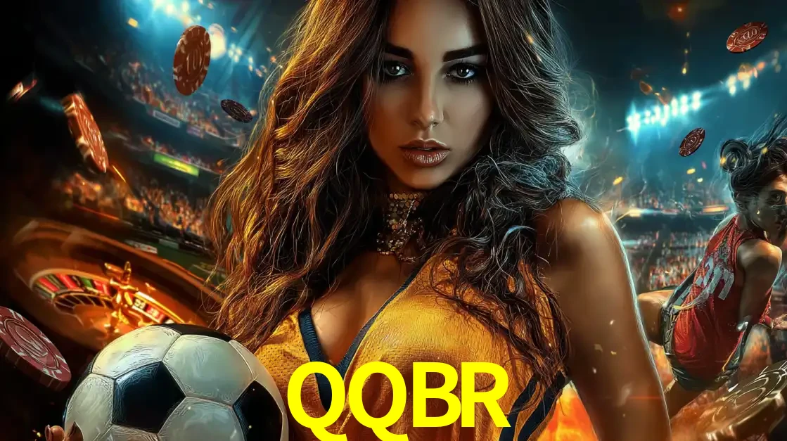 Mulher segurando uma bola de futebol em uma montagem que mistura a paixão esportiva com a emoção da roleta de cassino, tudo disponível na plataforma QQBR.